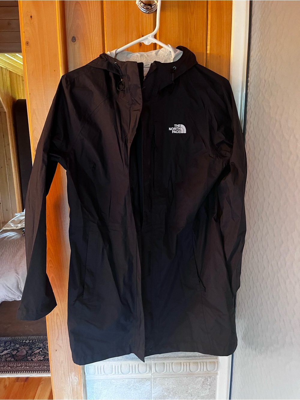 The North Face Black Hooded Raincoat with Logo